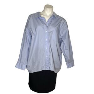 ZARA Light Blue Button Up Shirt Tapered Bottom Womens Size Small